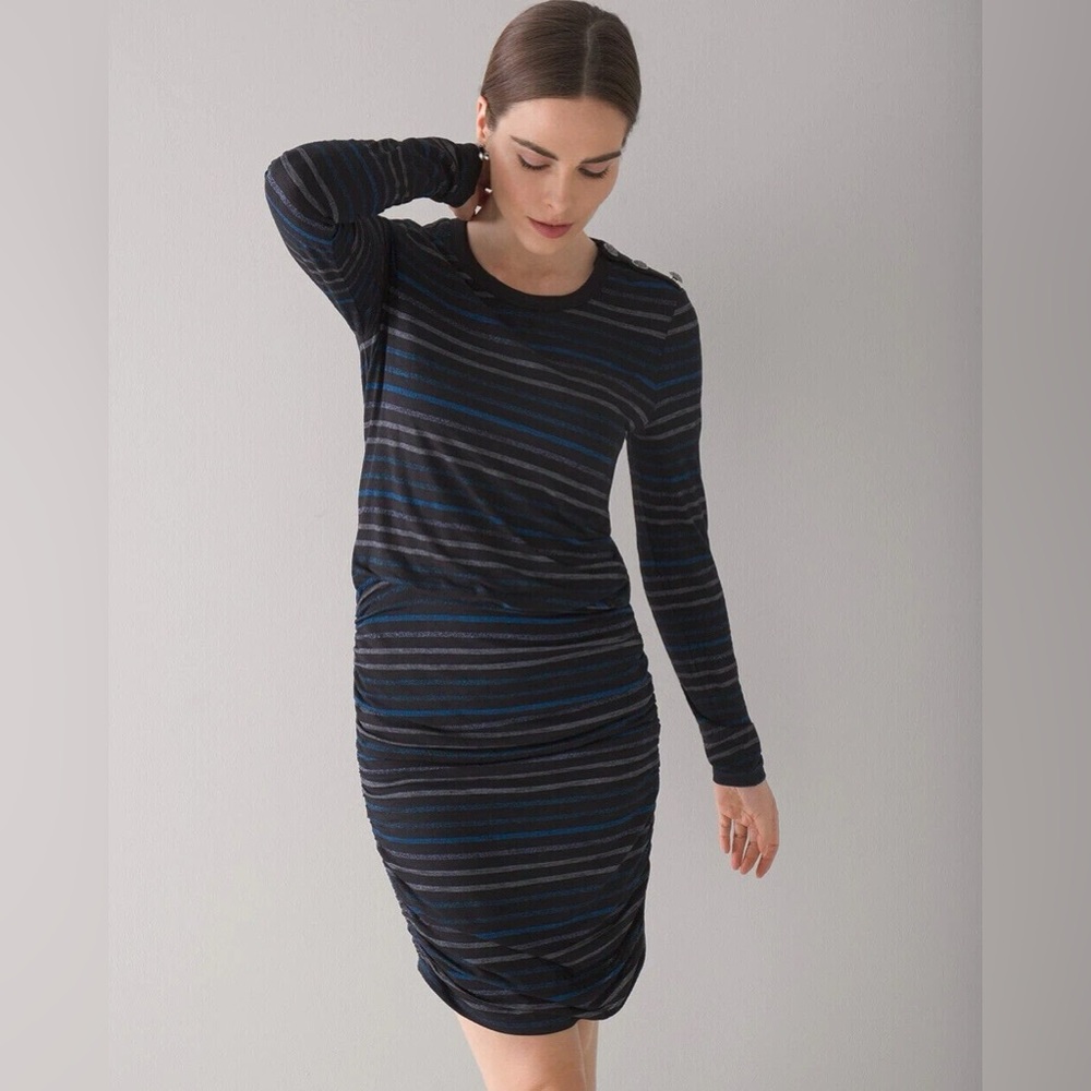 White House Black Market Sapphire Stripe Lurex Mini Dress